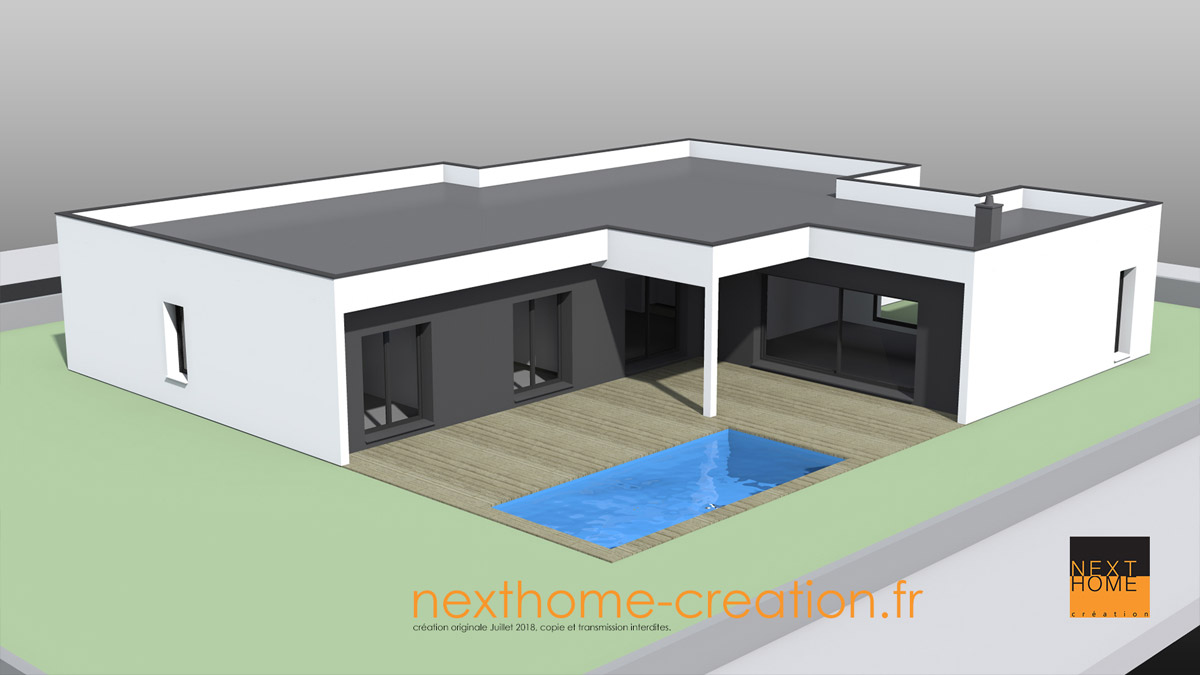Maison moderne plain-pied à toit plat - Nexthome Création